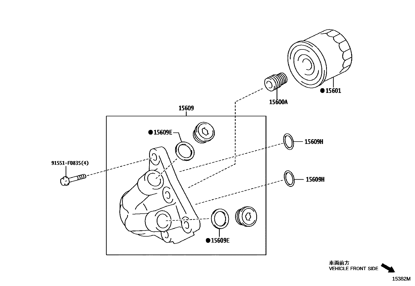 Toyota COROLLA Oil Filter EPC diagram — 15382M