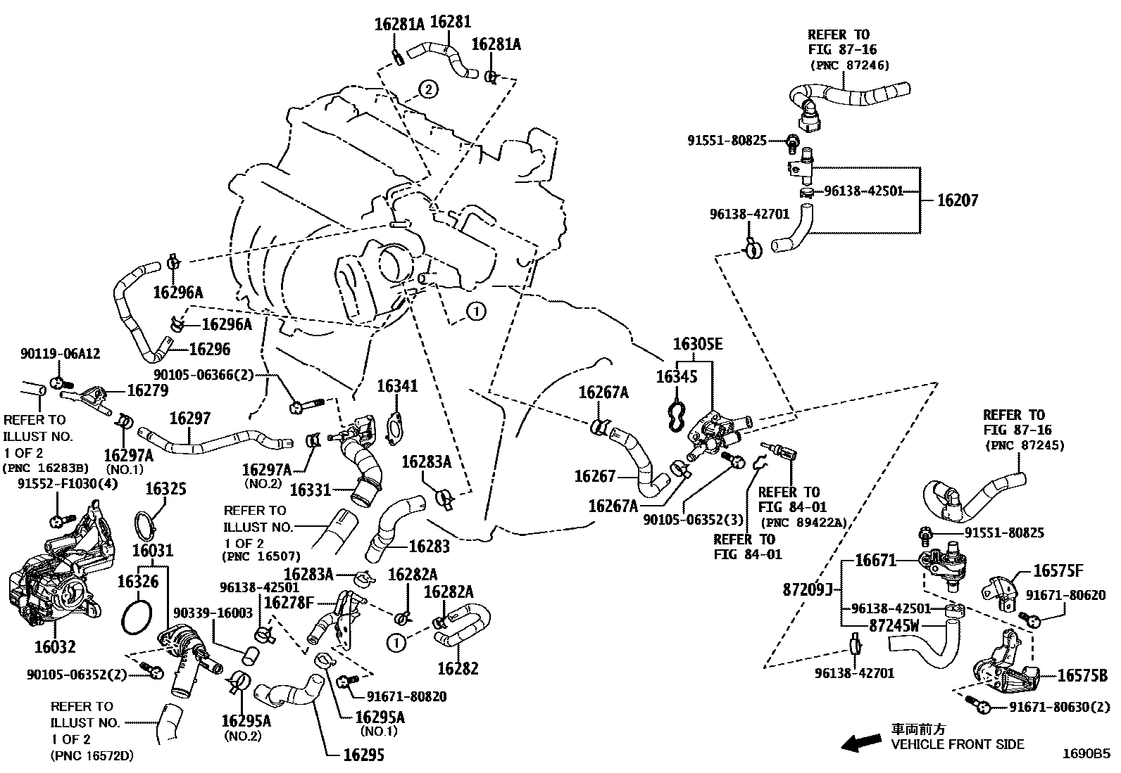 Toyota COROLLA RADIATOR & WATER OUTLET EPC diagram — 1690B5