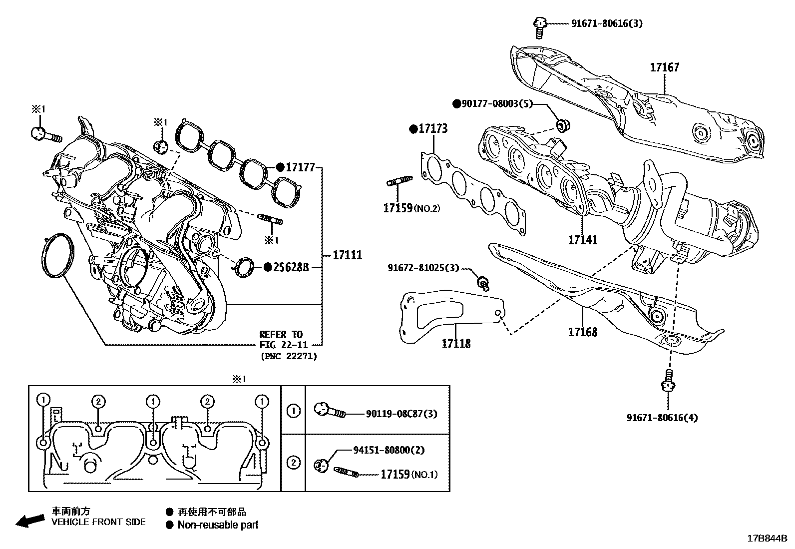 Toyota COROLLA Manifold EPC diagram — 17B844B