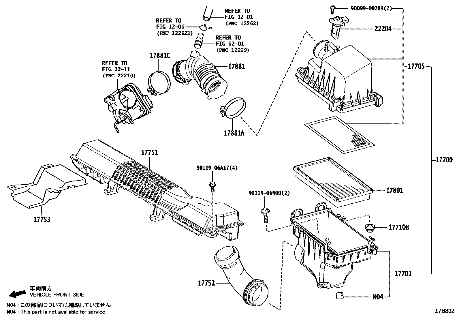 Toyota COROLLA Air Cleaner EPC diagram — 17B832