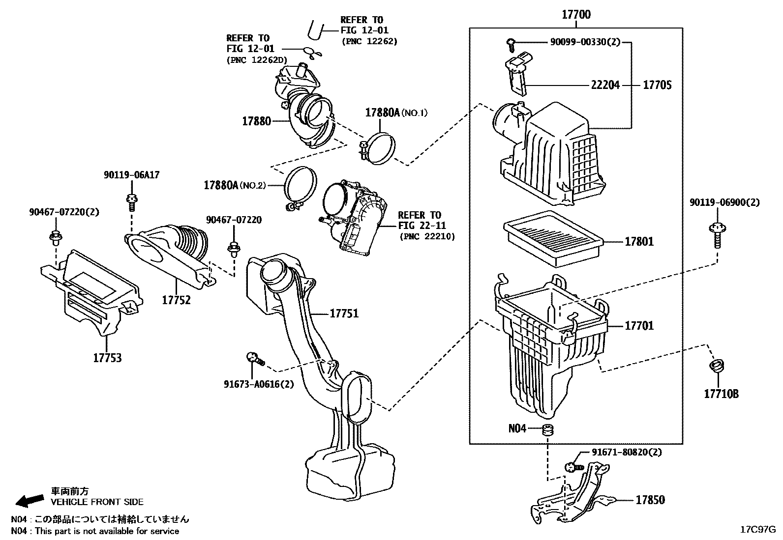 Toyota COROLLA Air Cleaner EPC diagram — 17C97G