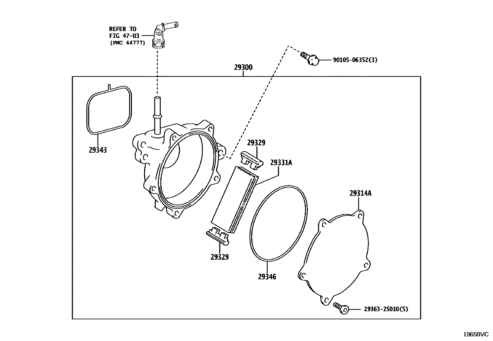 Toyota COROLLA 真空泵 EPC diagram — 19650VC