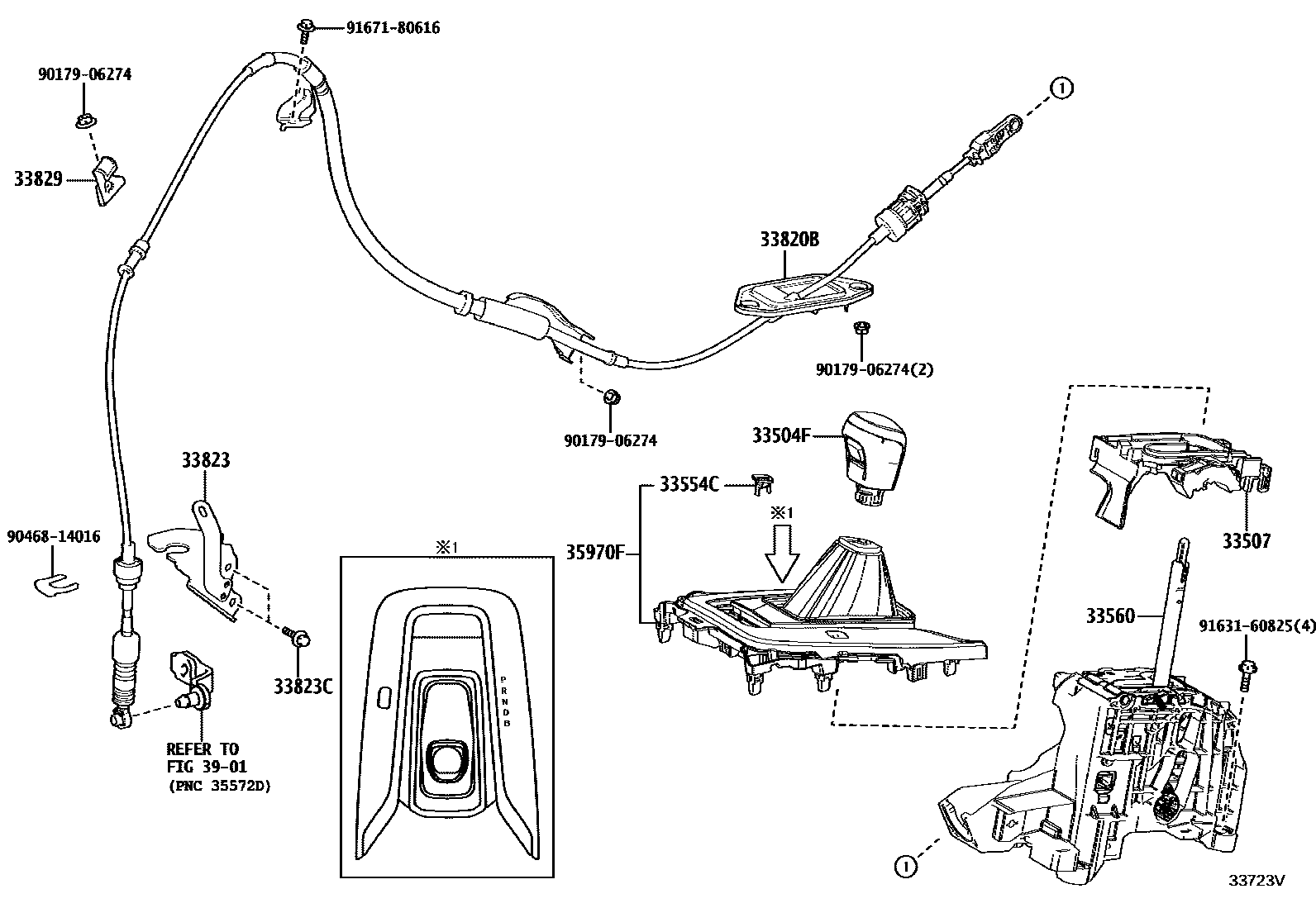 Toyota COROLLA Shift Lever & Retainer EPC diagram — 33723V