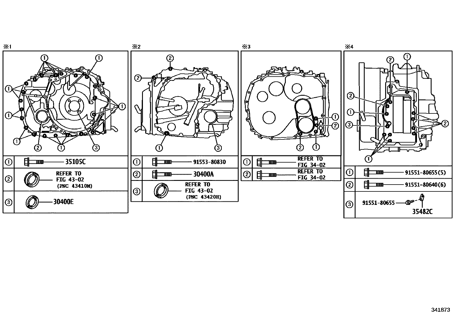 Toyota COROLLA 传动桥总成(CVT) EPC diagram — 341873