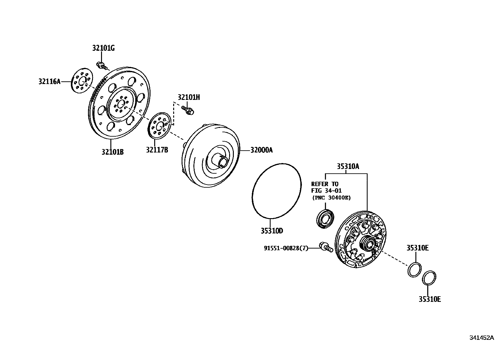 Toyota COROLLA 变矩器、前油泵(CVT) EPC diagram — 341452A