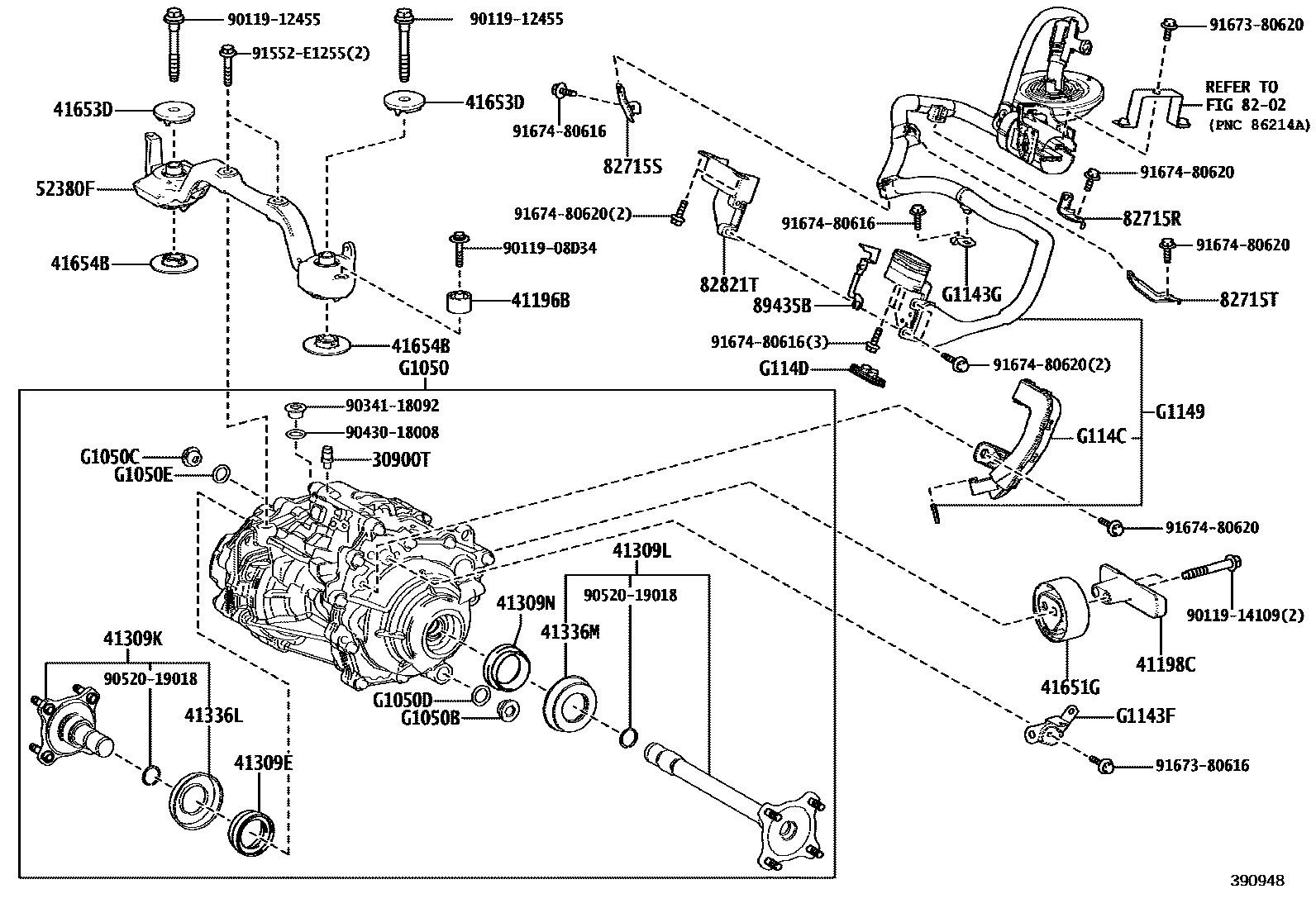 Toyota COROLLA HV或FCV传动桥总成 EPC diagram — 390948