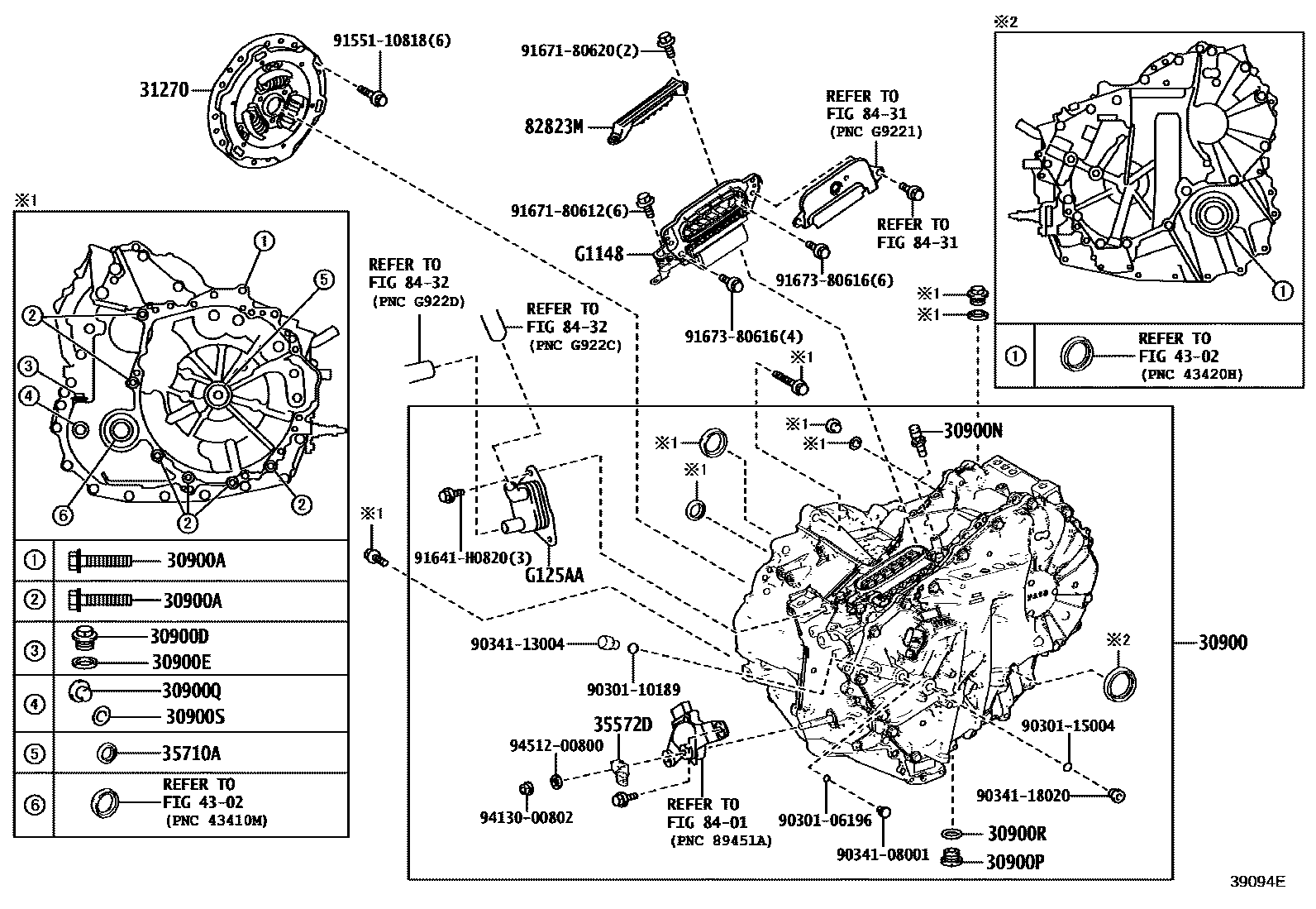 Toyota COROLLA HV或FCV传动桥总成 EPC diagram — 39094E