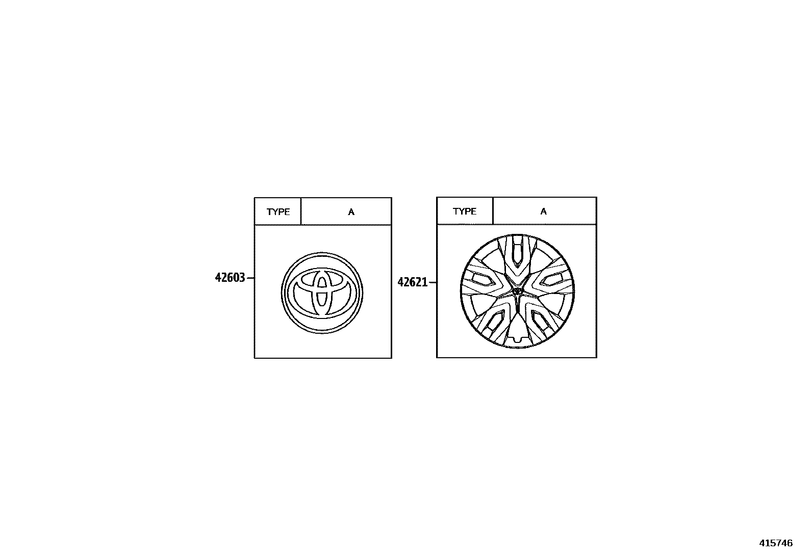 Toyota COROLLA 车轮和车轮盖 EPC diagram — 415746