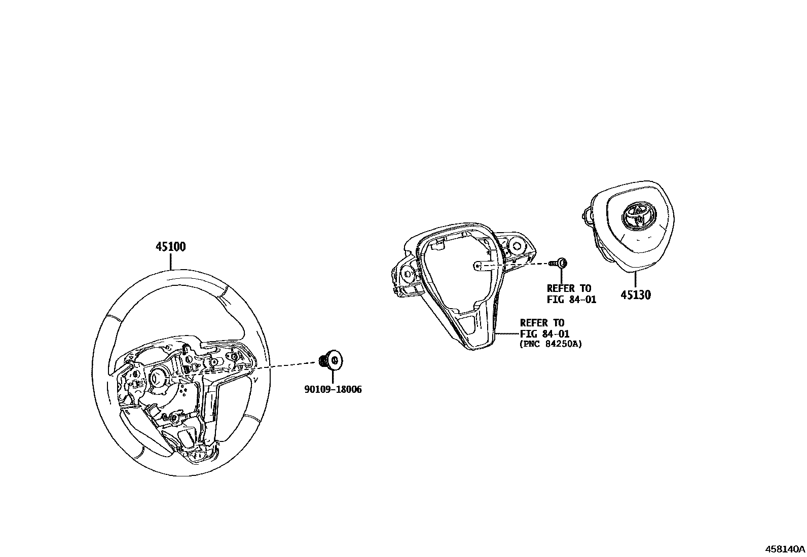 Toyota COROLLA Steering Wheel EPC diagram — 458140A