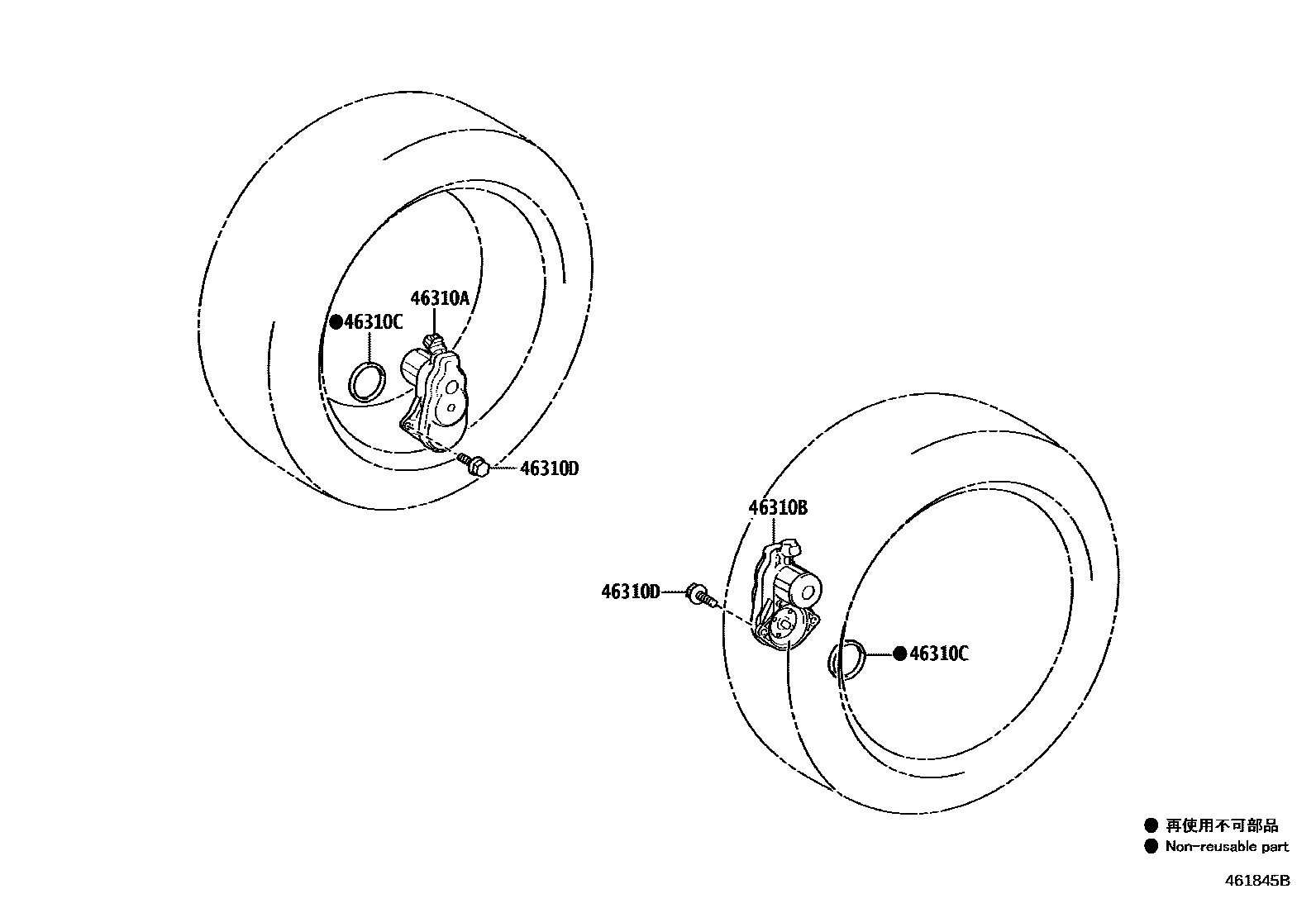 Toyota COROLLA Parking Brake & Cable EPC diagram — 461845B
