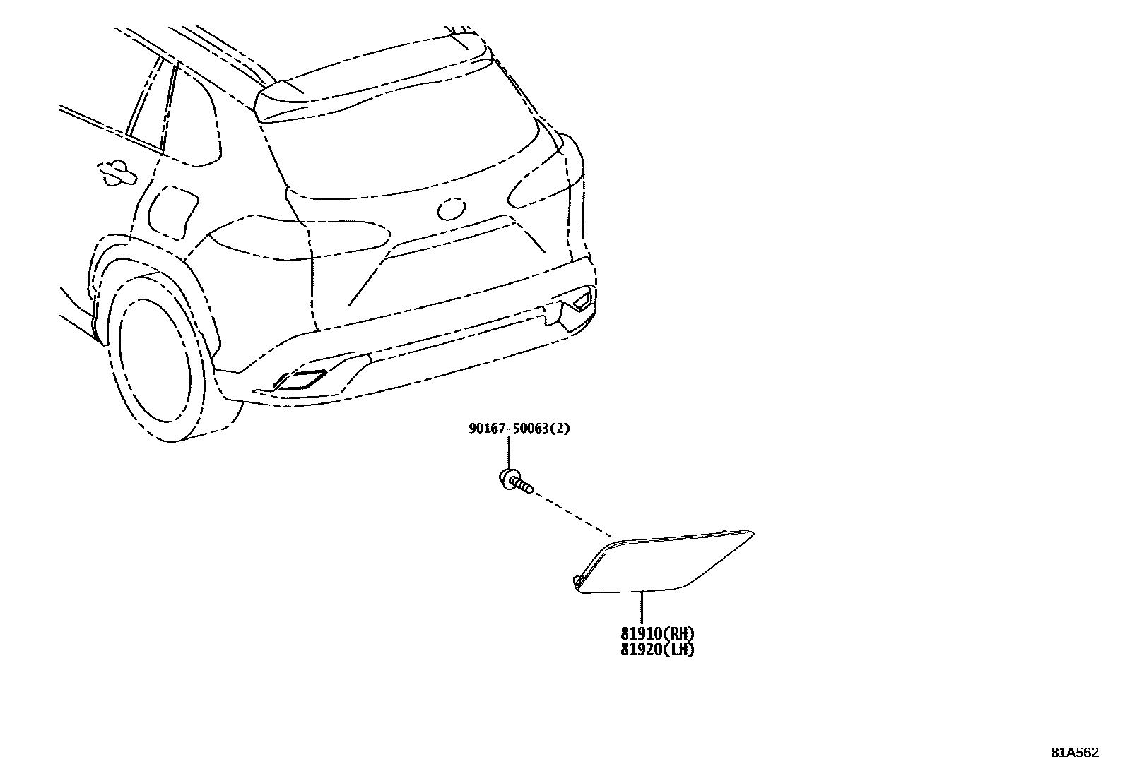Toyota COROLLA reflector EPC diagram — 81A562