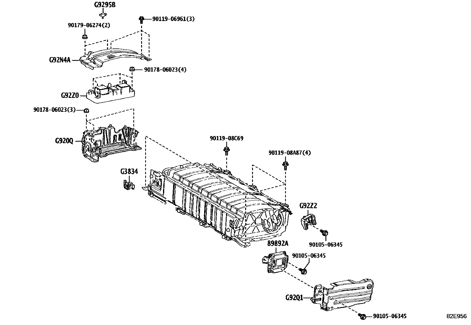 Toyota COROLLA 蓄电池和蓄电池电缆 EPC diagram — 82E956