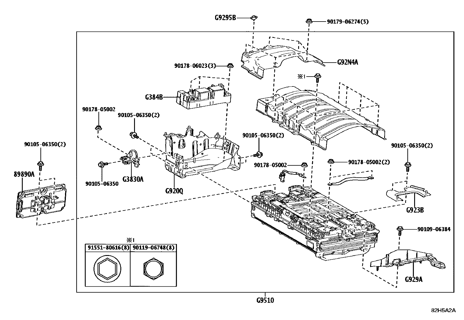 Toyota COROLLA 蓄电池和蓄电池电缆 EPC diagram — 82H5A2A