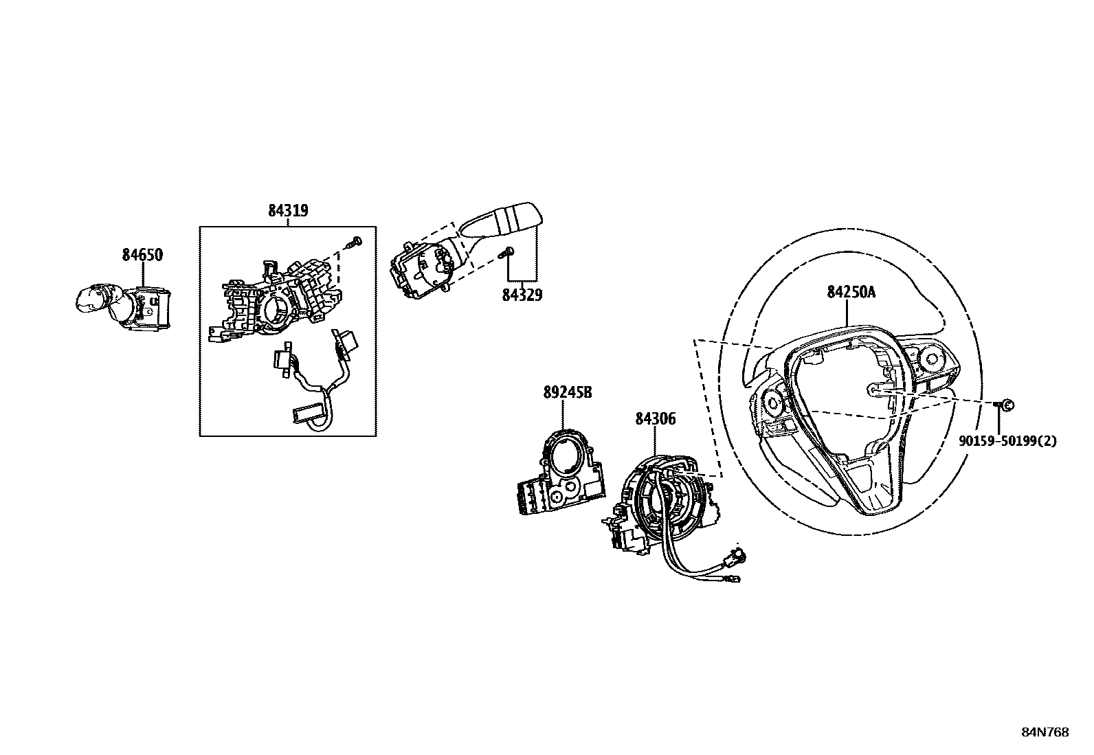 Toyota COROLLA 开关和继电器和ECU EPC diagram — 84N768