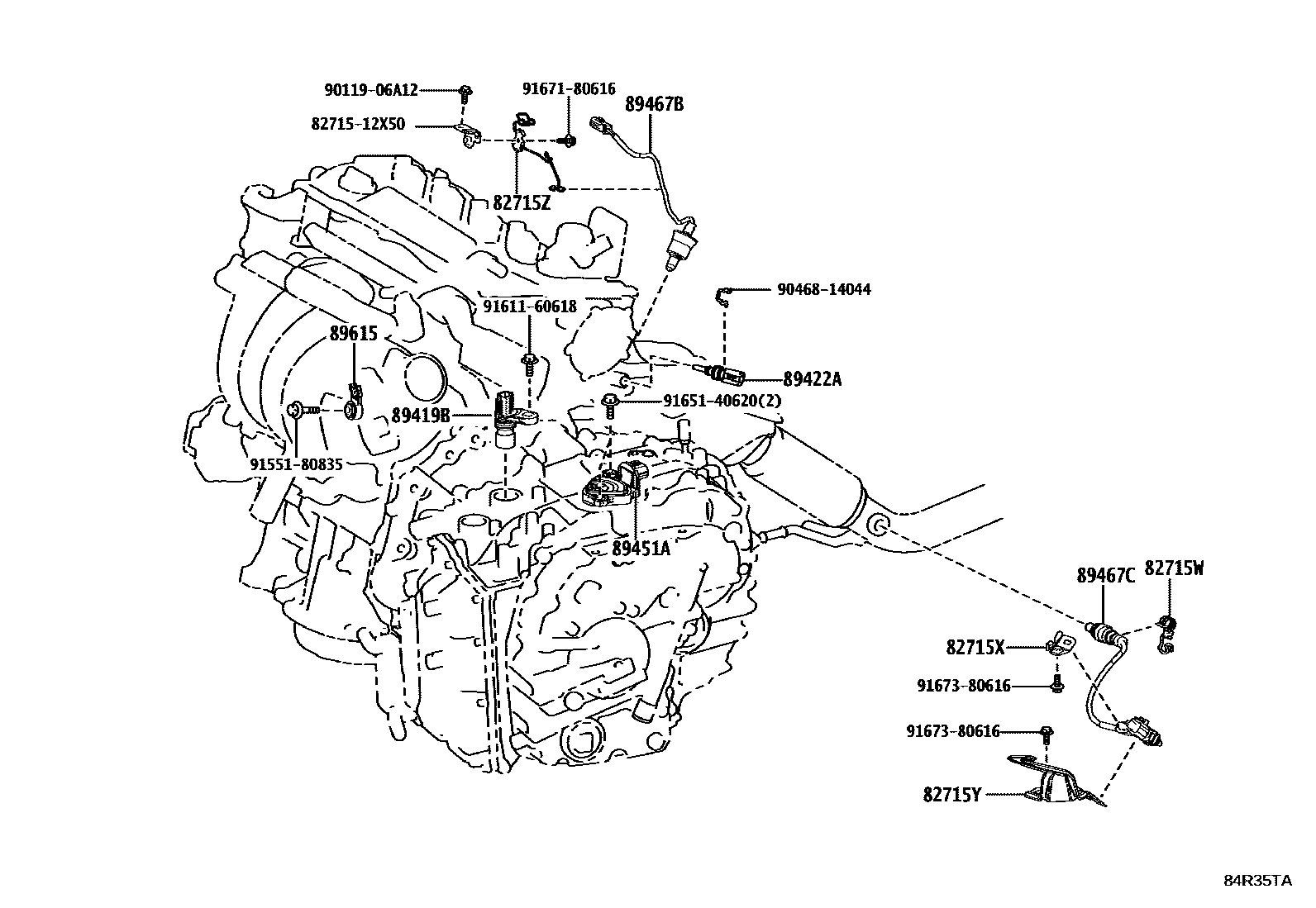 Toyota COROLLA 开关和继电器和ECU EPC diagram — 84R35TA