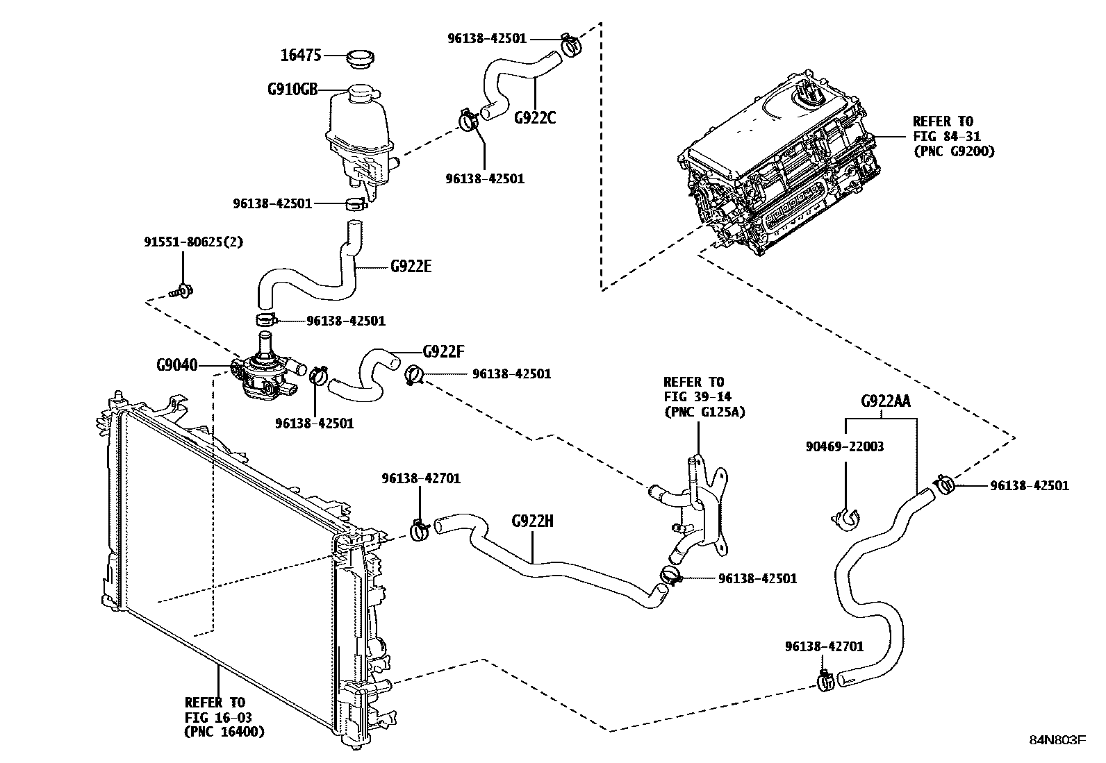 Toyota COROLLA 逆变器冷却系统 EPC diagram — 84N803F