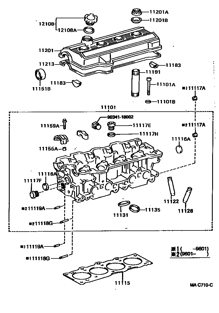 Toyota RAV4 Cylinder Head EPC diagram — MAC710C