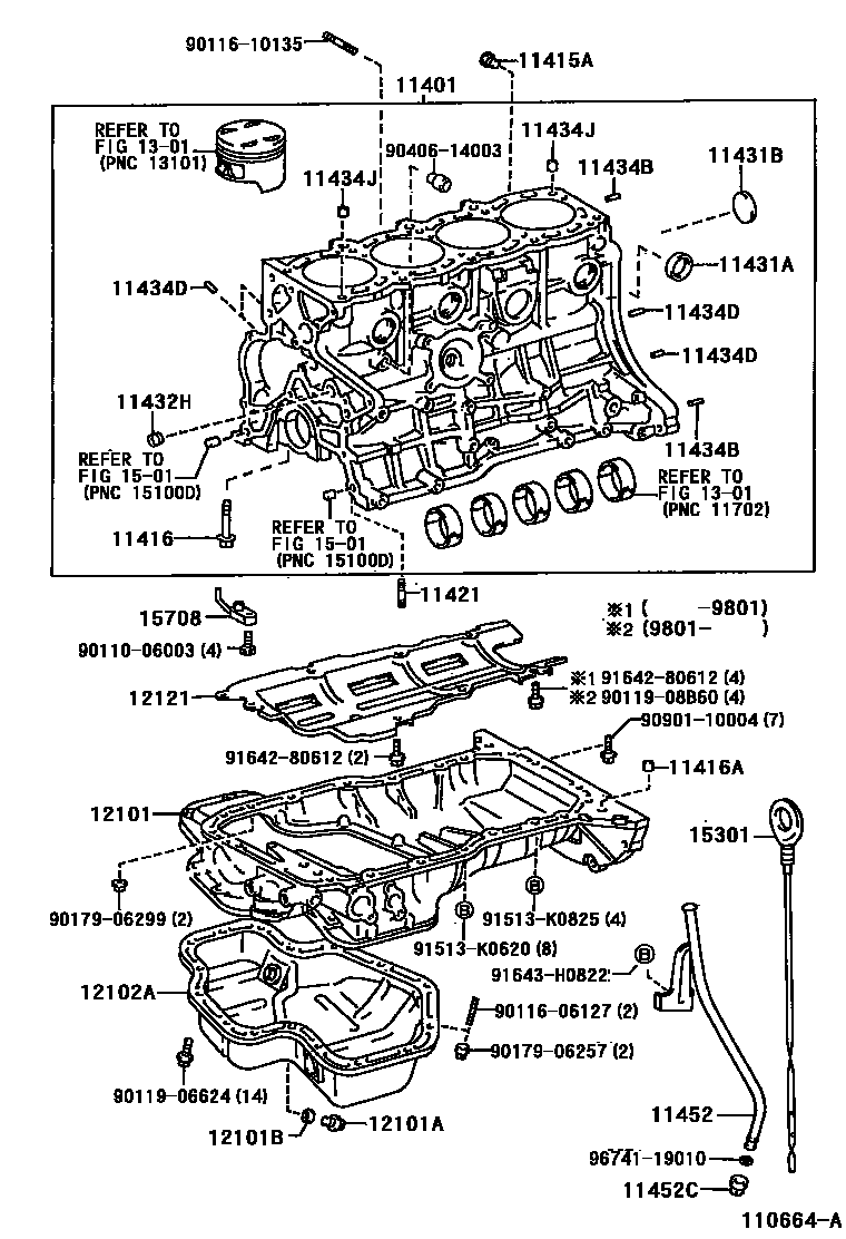 Toyota RAV4 Cylinder Block EPC diagram — 110664A