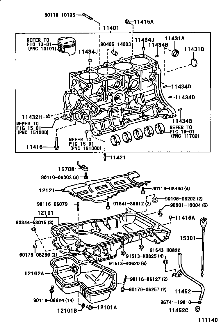 Toyota RAV4 Cylinder Block EPC diagram — 111140