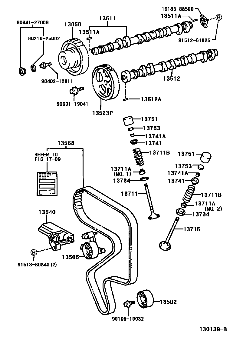 Toyota RAV4 Camshaft & Valve EPC diagram — 130139B