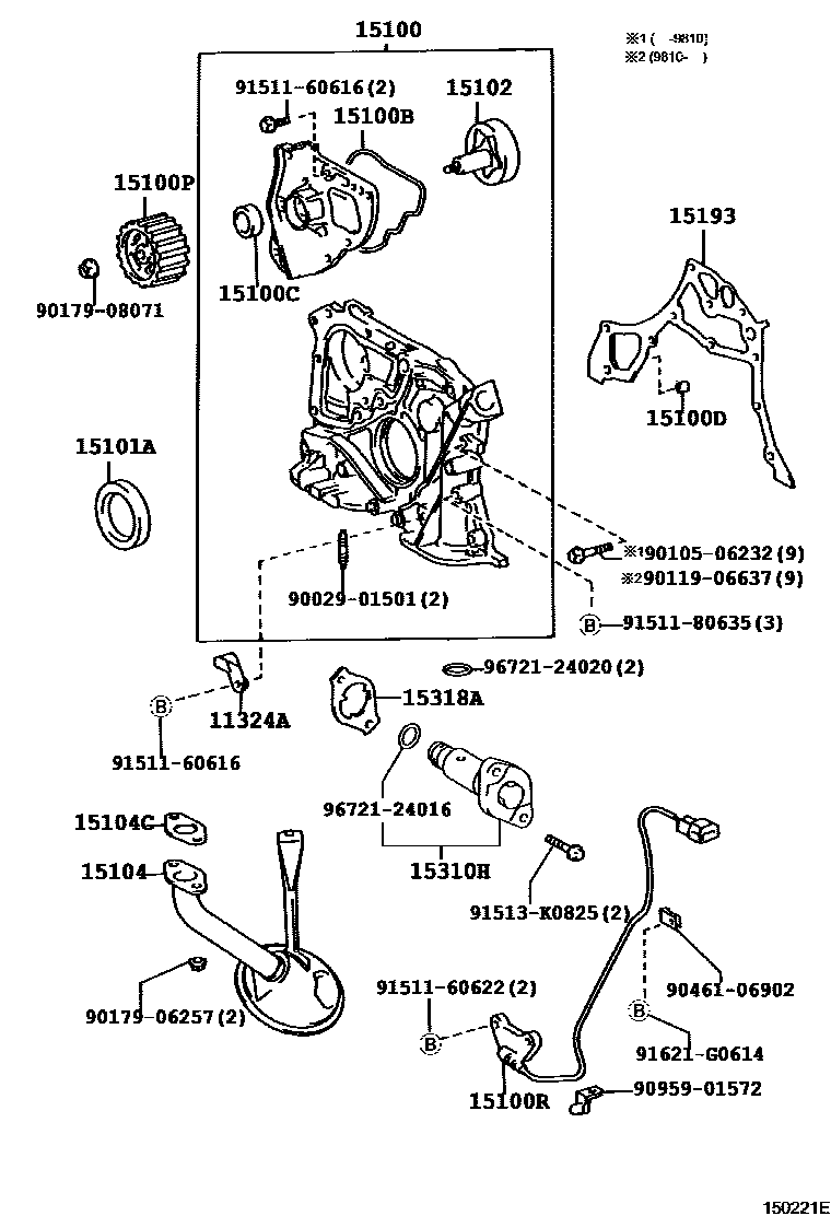 Toyota RAV4 Engine Oil Pump EPC diagram — 150221E