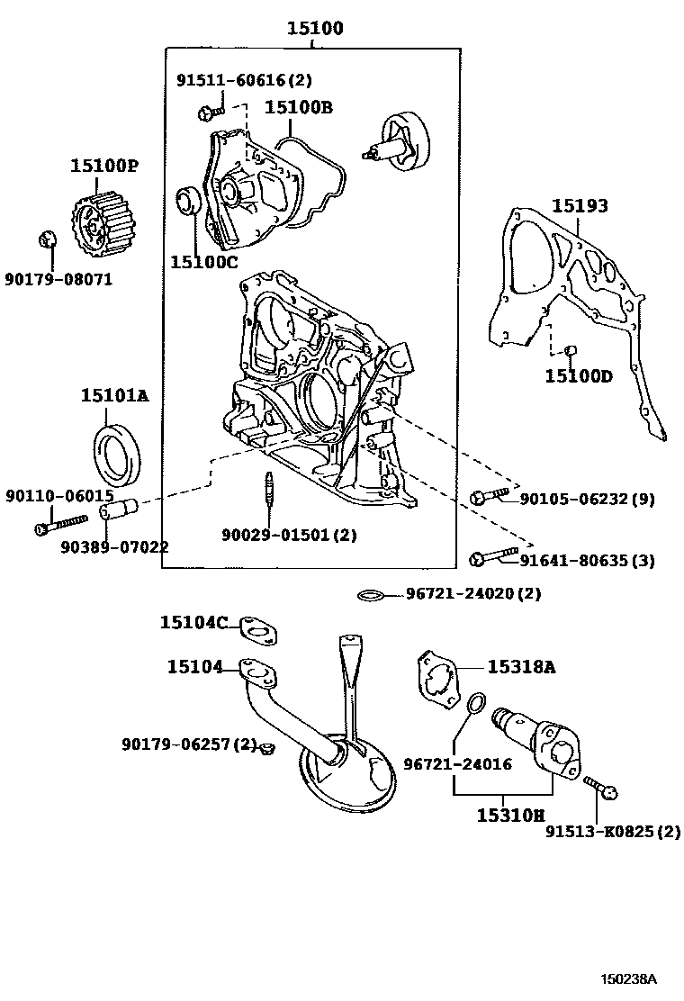 Toyota RAV4 Engine Oil Pump EPC diagram — 150238A