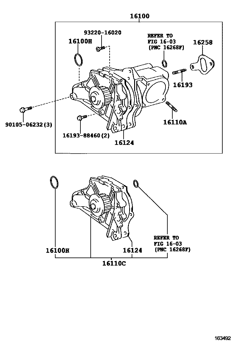 Toyota RAV4 Water Pump EPC diagram — 163492
