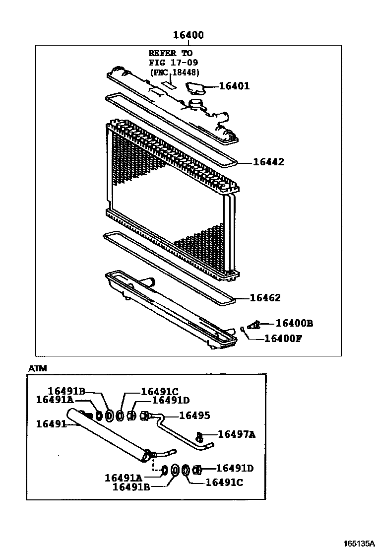 Toyota RAV4 RADIATOR & WATER OUTLET EPC diagram — 165135A