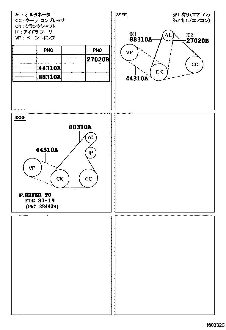 Toyota RAV4 V-Belt EPC diagram — 160332C