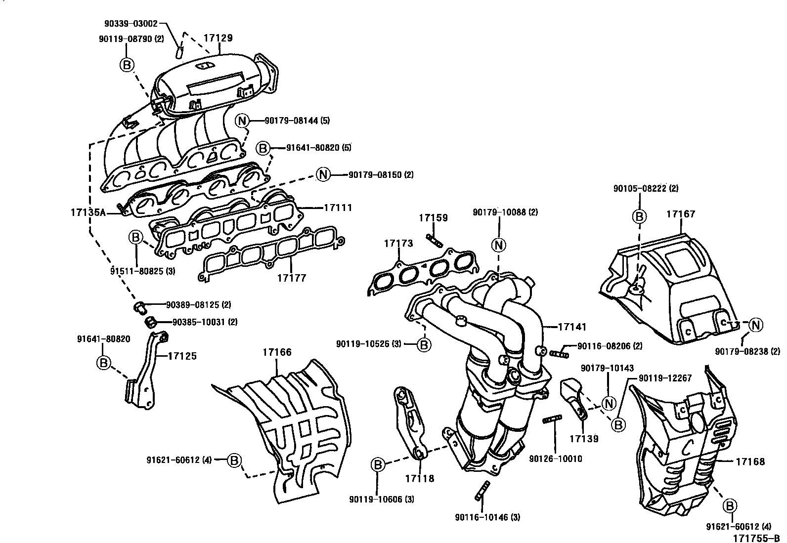 Toyota RAV4 Manifold EPC diagram — 171755B