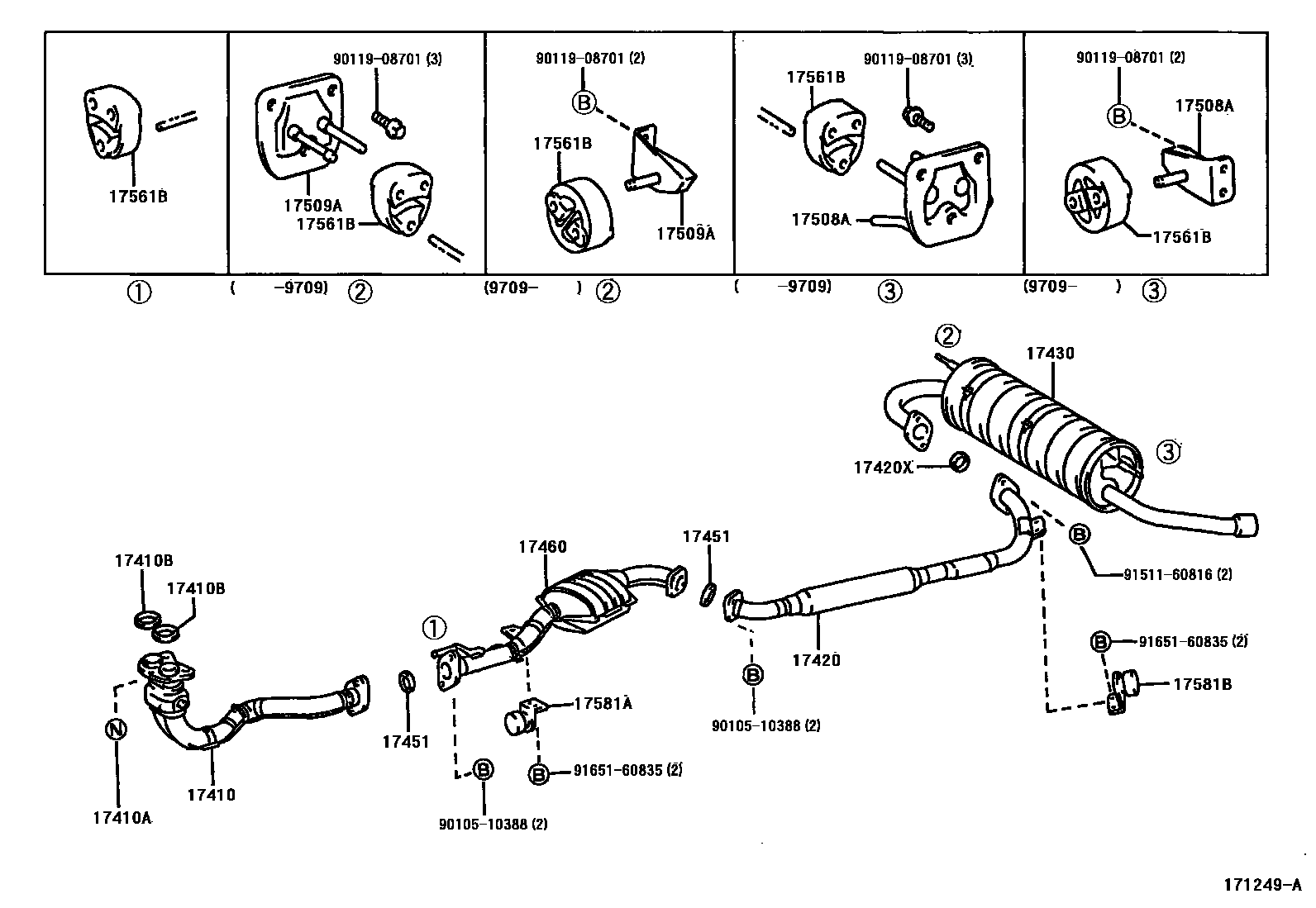 Toyota RAV4 Exhaust Pipe EPC diagram — 171249A
