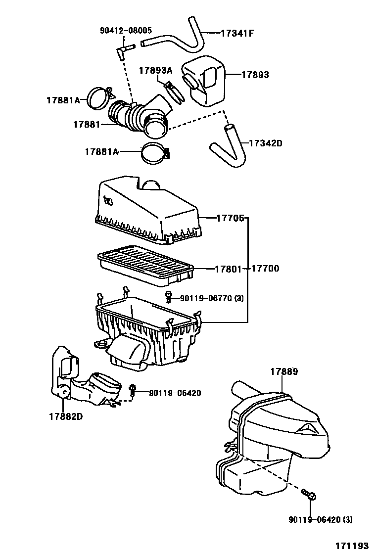 Toyota RAV4 Air Cleaner EPC diagram — 171193
