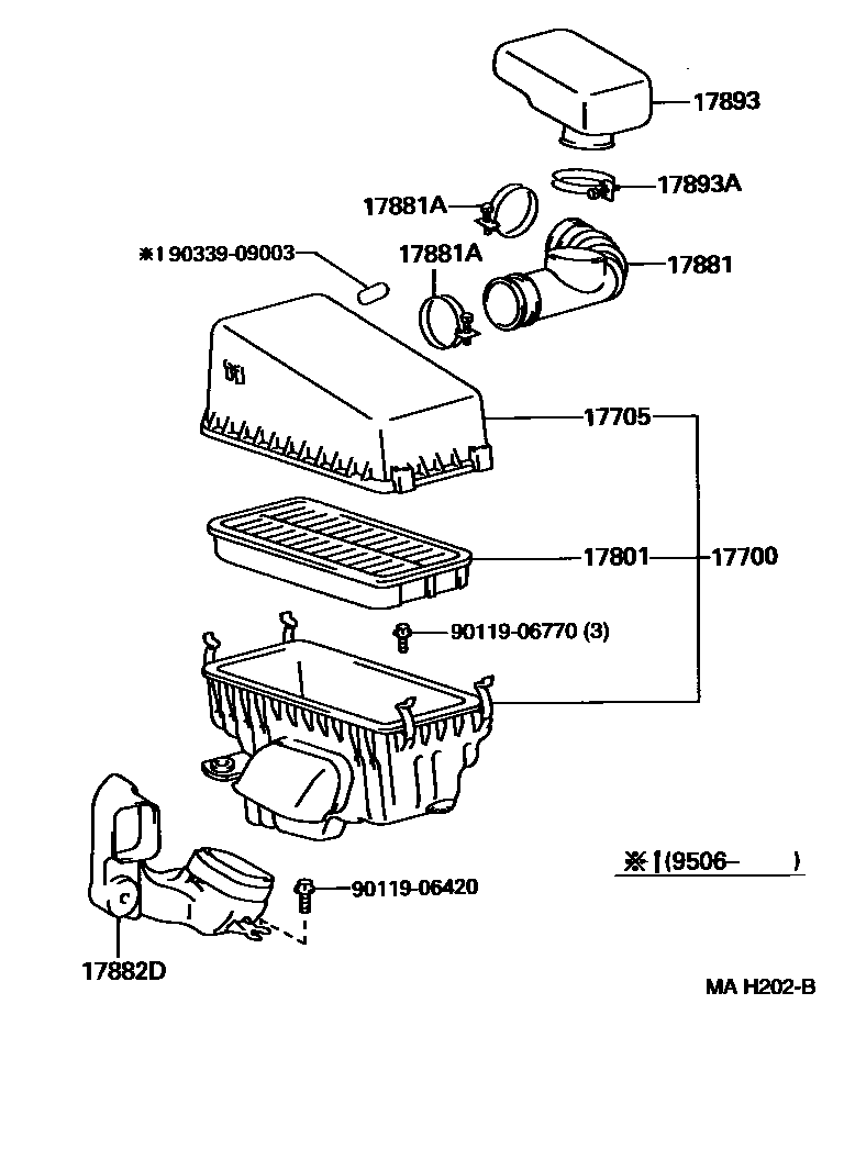 Toyota RAV4 Air Cleaner EPC diagram — MAH202B