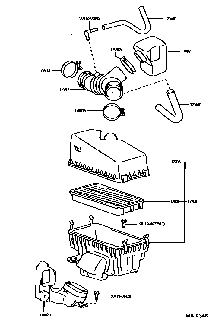 Toyota RAV4 Air Cleaner EPC diagram — MAK348