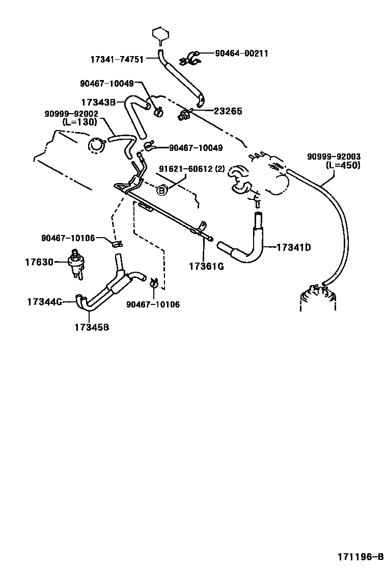 Toyota RAV4 vacuum tube EPC diagram — 171196B