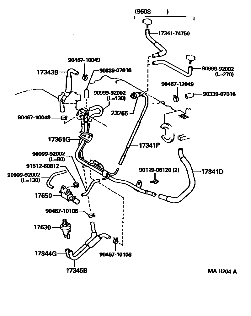 Toyota RAV4 vacuum tube EPC diagram — MAH204A
