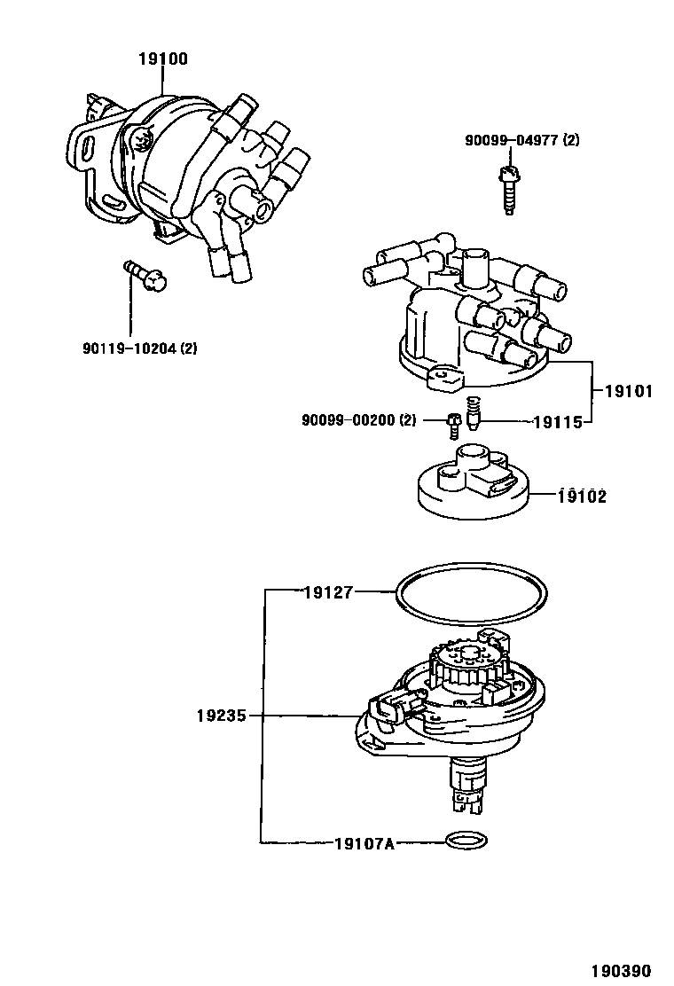 Toyota RAV4 分电器 EPC diagram — 190390