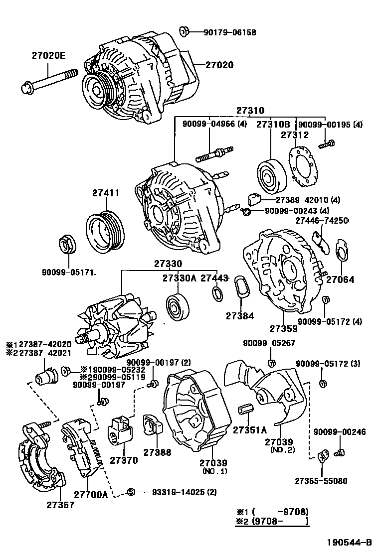 Toyota RAV4 Alternator EPC diagram — 190544B