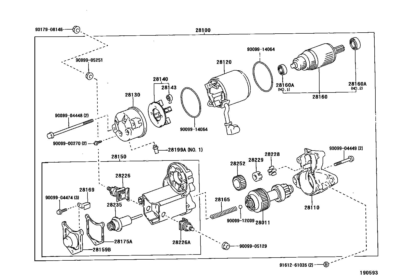 Toyota RAV4 起动机 EPC diagram — 190593