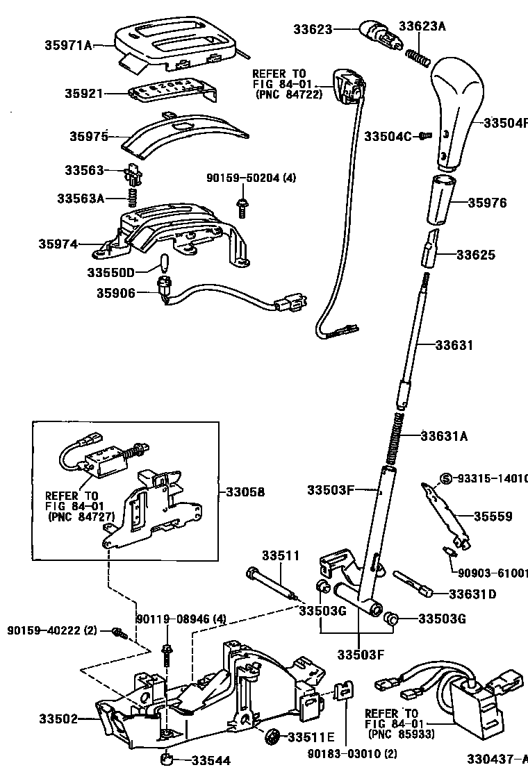 Toyota RAV4 Shift Lever & Retainer EPC diagram — 330437A