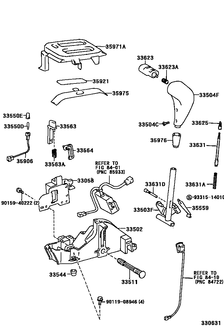 Toyota RAV4 Shift Lever & Retainer EPC diagram — 330631