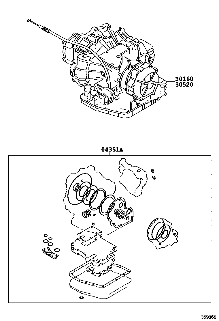 Toyota RAV4 传动桥或变速器总成和衬垫组件(ATM) EPC diagram — 359060
