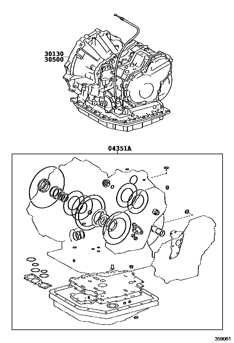 Toyota RAV4 传动桥或变速器总成和衬垫组件(ATM) EPC diagram — 359061