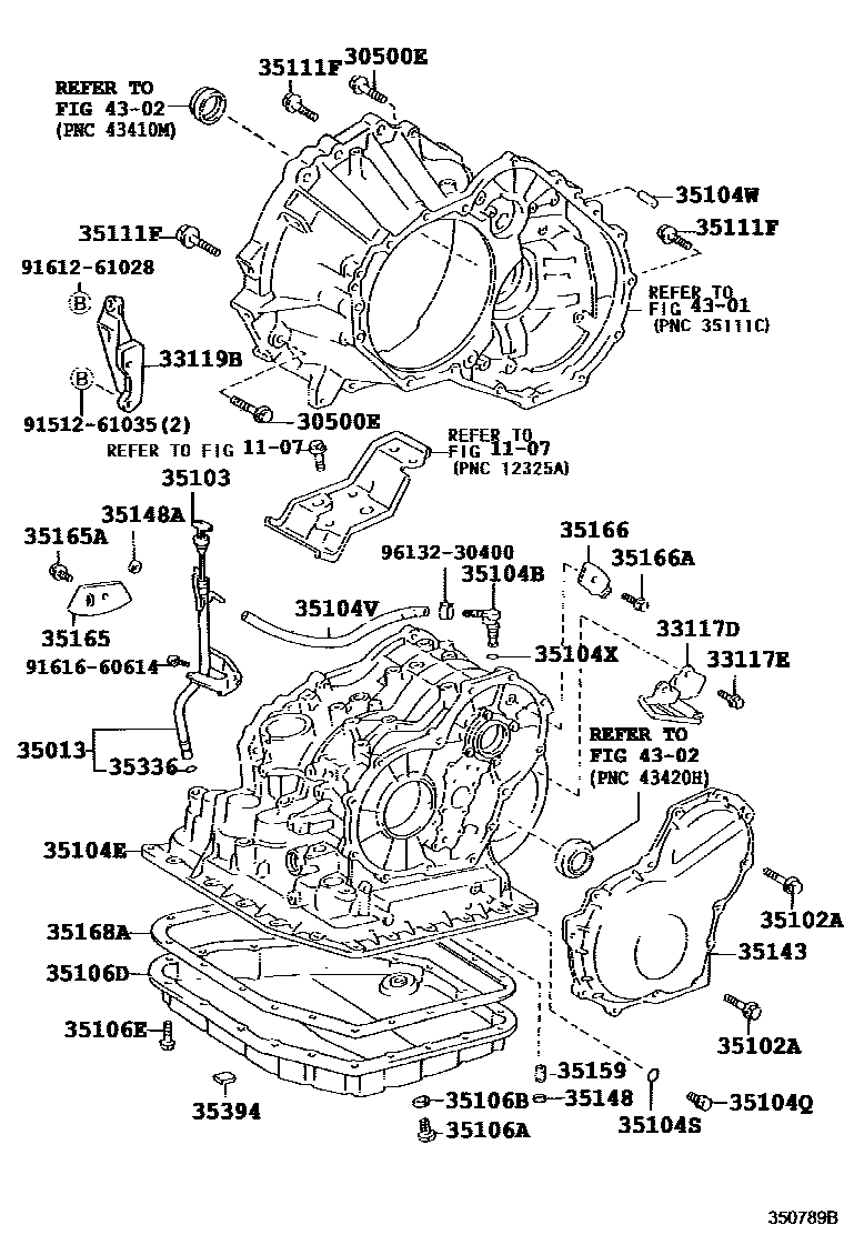 Toyota RAV4 变速器壳和油底壳(ATM) EPC diagram — 350789B