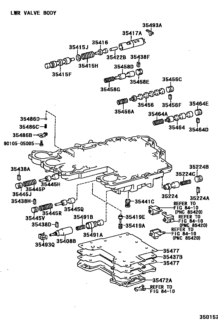 Toyota RAV4 阀体和滤油网(ATM) EPC diagram — 350152