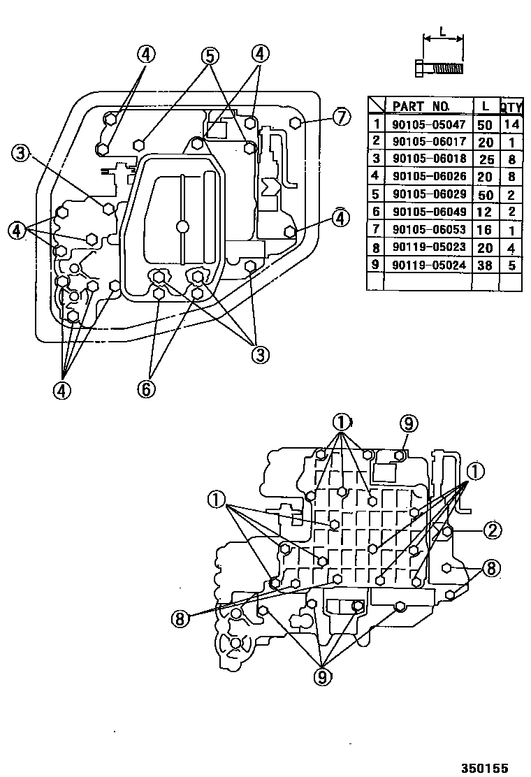 Toyota RAV4 阀体和滤油网(ATM) EPC diagram — 350155