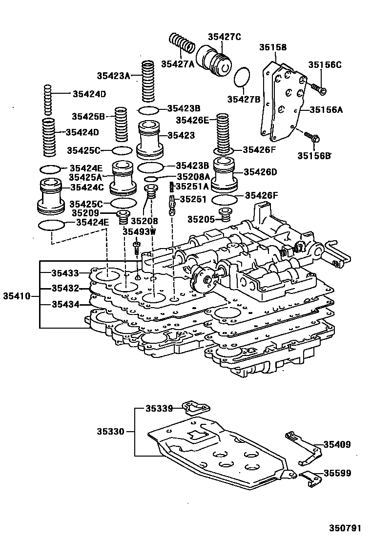 Toyota RAV4 阀体和滤油网(ATM) EPC diagram — 350791