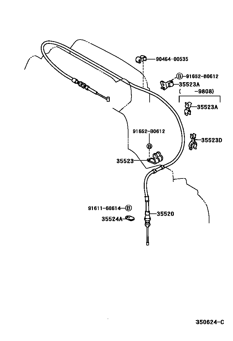 Toyota RAV4 节气阀连杆和阀杆(ATM) EPC diagram — 350624C