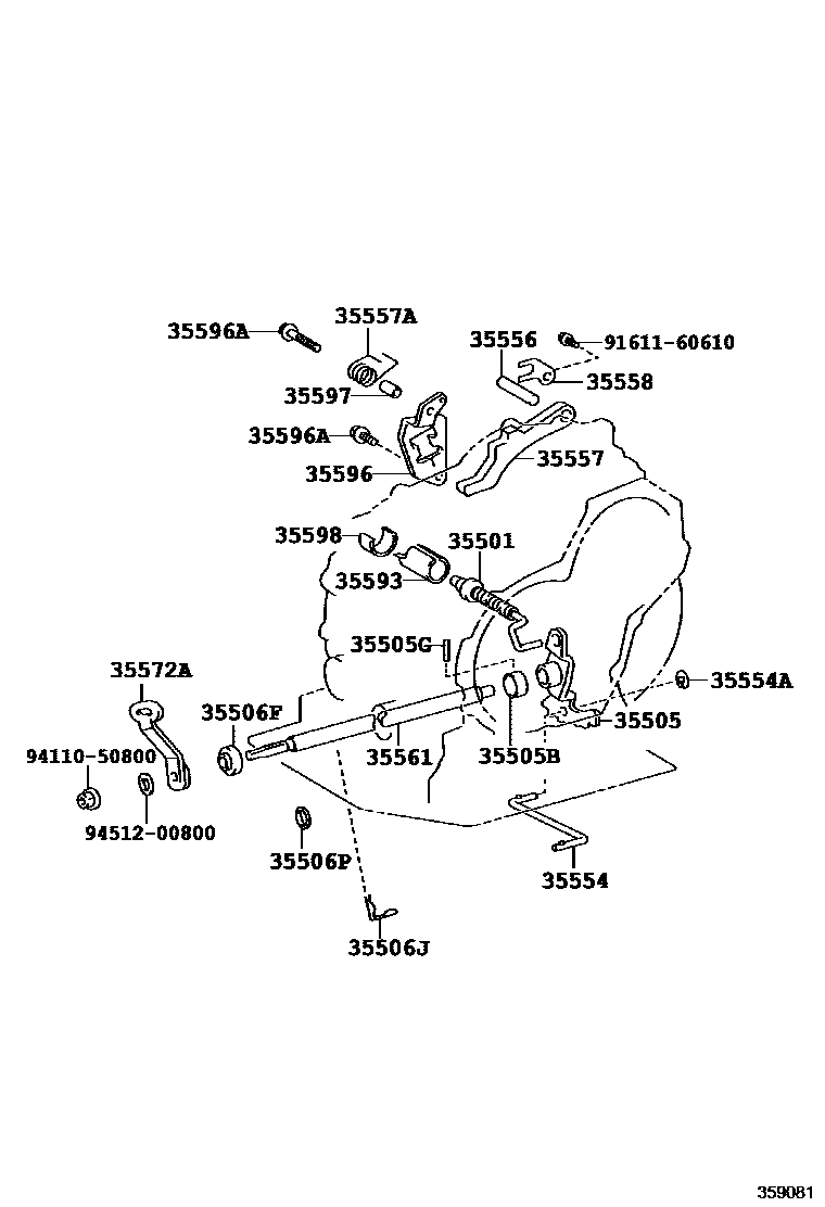 Toyota RAV4 节气阀连杆和阀杆(ATM) EPC diagram — 359081