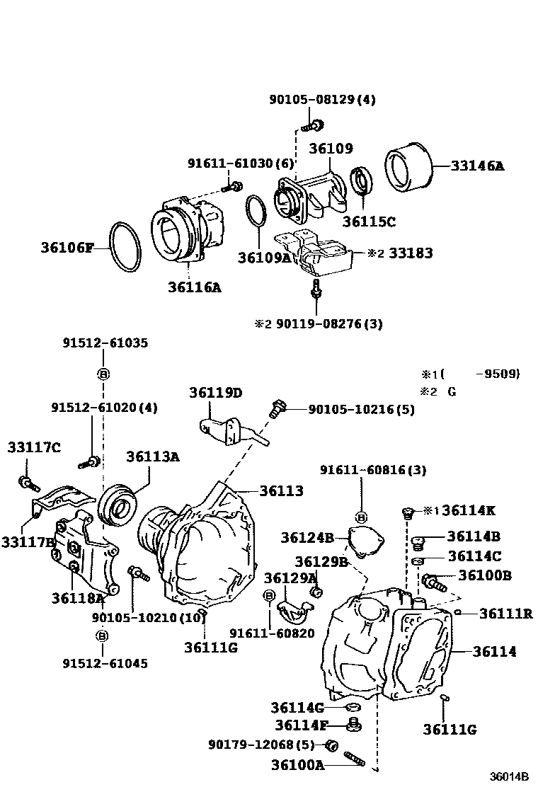 Toyota RAV4 Transfer Case & Extension Housing EPC diagram — 360144B
